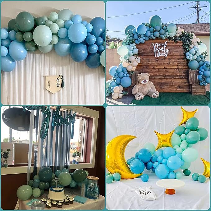 109PCS Teal Balloons Garland Arch Kit Dark Teal Blue Light Green Gray Balloons for Birthday Wedding Baby Shower Party Valentine's Day Decorations